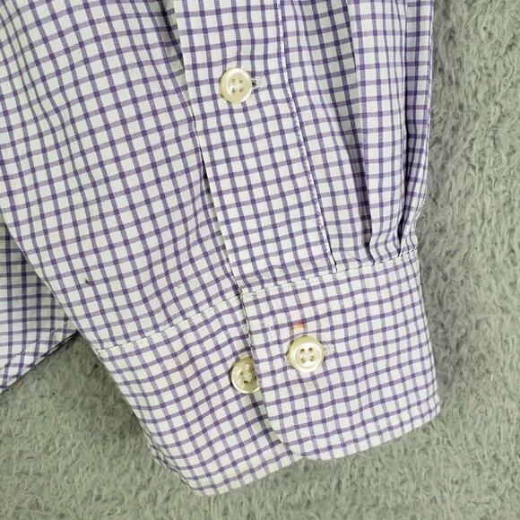 Polo Ralph Lauren Shirt Oxford Button Down LS Mens Size 17.5 XL Plaid Purple - Picture 7 of 10